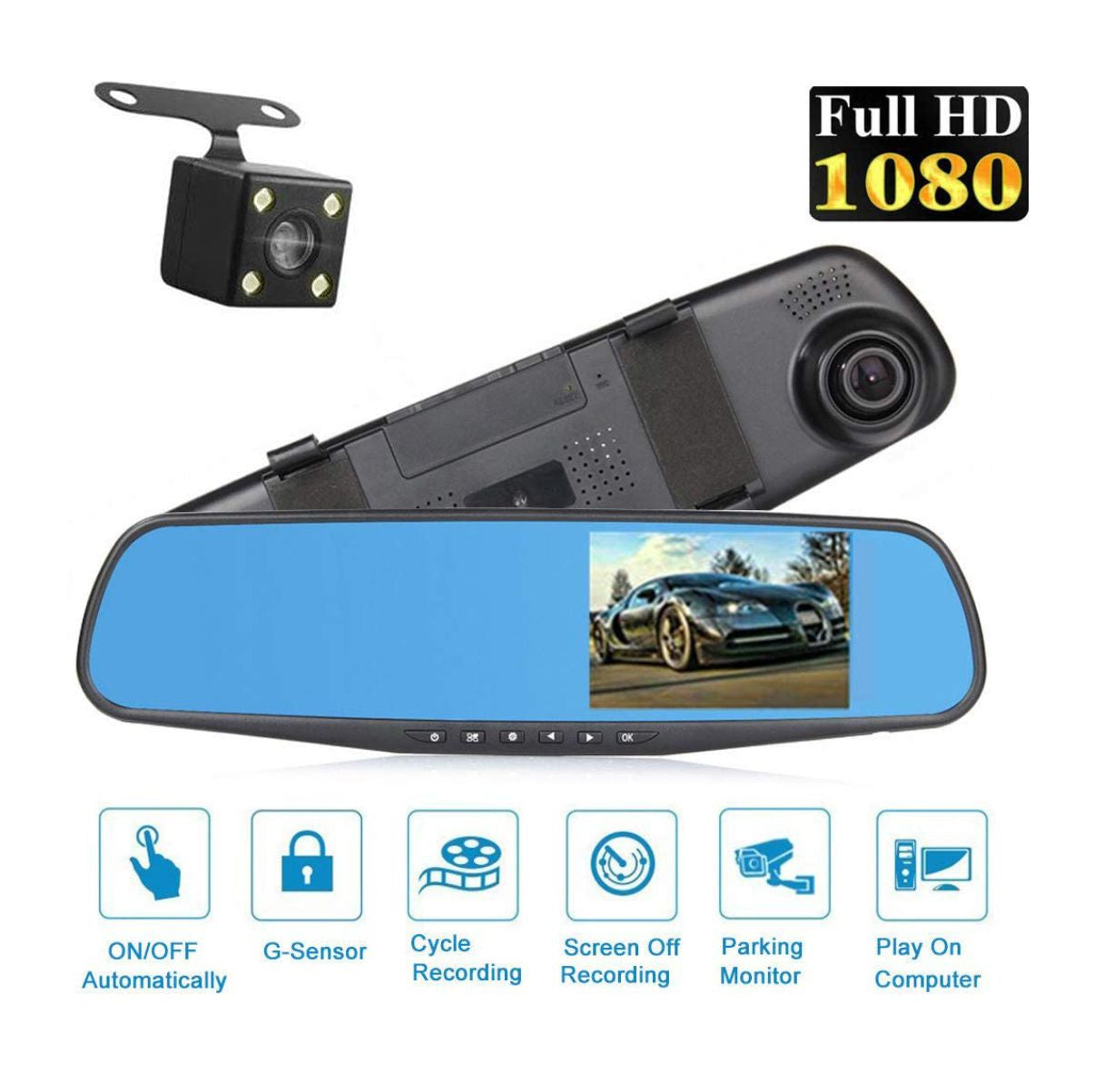 🚗 Espejo Retrovisor Doble Cámara Full HD: ¡Conduce con Seguridad y Visión Total! 🚗