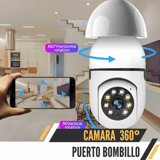 🔒Cámara Bombillo de 360 Grados Inteligente Wifi |Entorno Seguro🏠