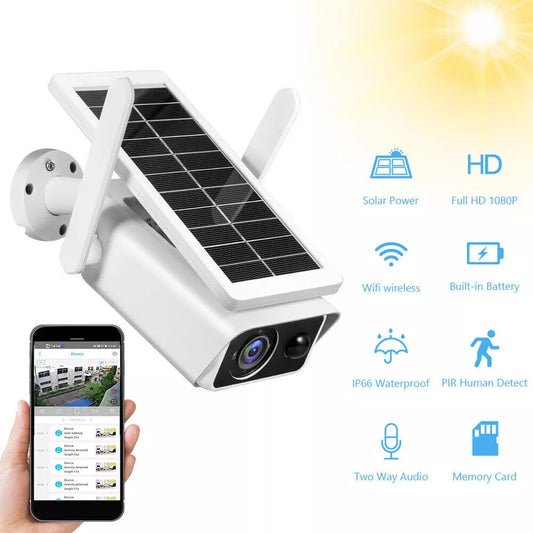 👀Cámara de Seguridad Solar para Exteriores con Visión Nocturna WiFi y Batería Full HD 🔒☀️